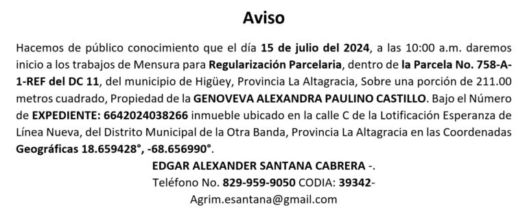 aviso reg parce