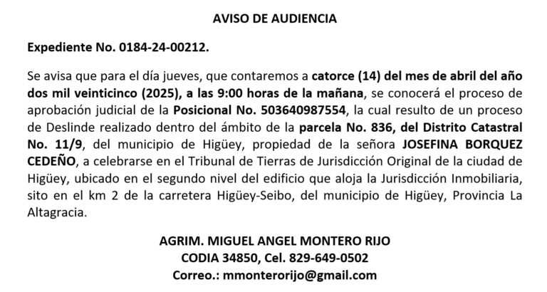 Aviso de audiencia