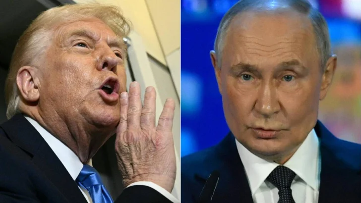 Donald-Trump-on-Air-Force-One-on-March-28-2025-and-Russian-President-Vladimir-Putin-speaking-in-Murmansk-728x410