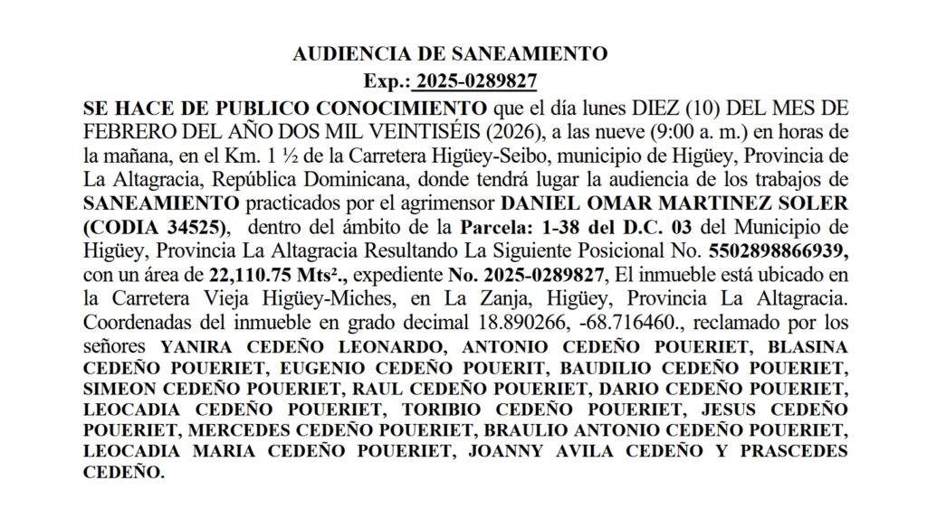 Audiencia de Saneamiento 15 ene