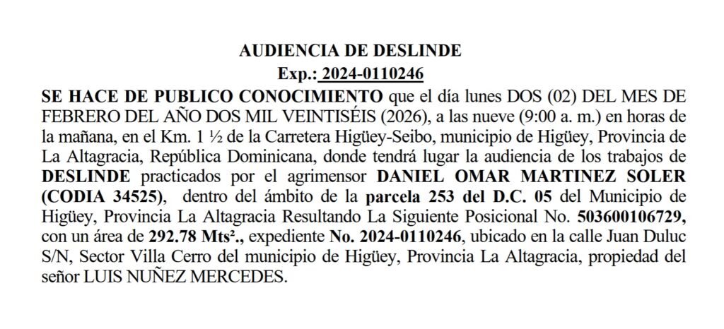 Audiencia de deslinde 15 ene