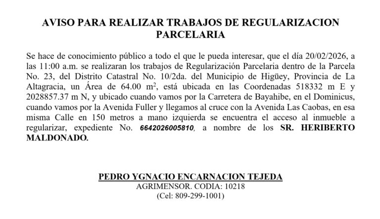 aviso parcelaria pedro 5 feb
