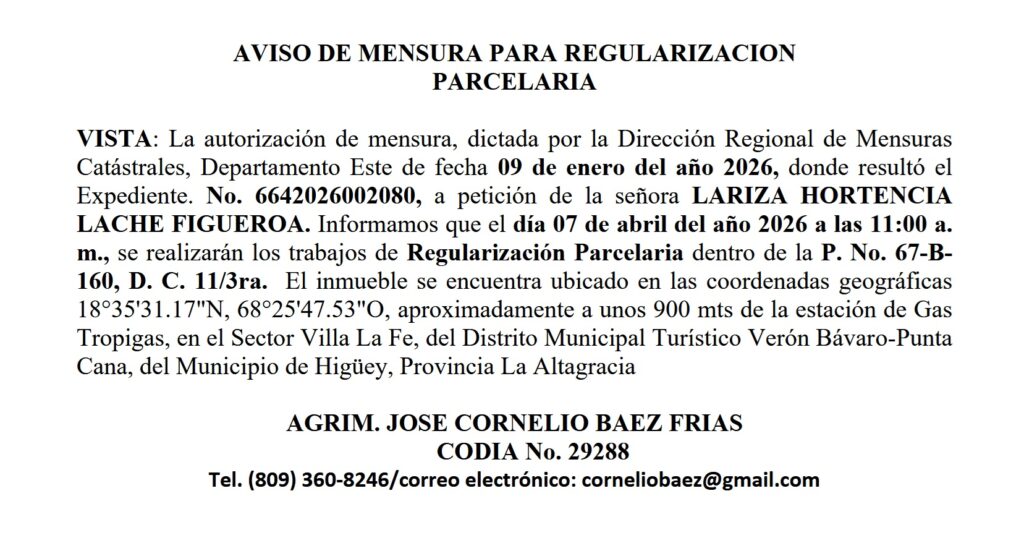 Aviso Cornelio - Lariza