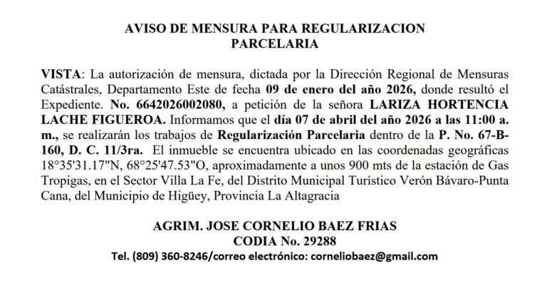 Aviso Cornelio - Lariza