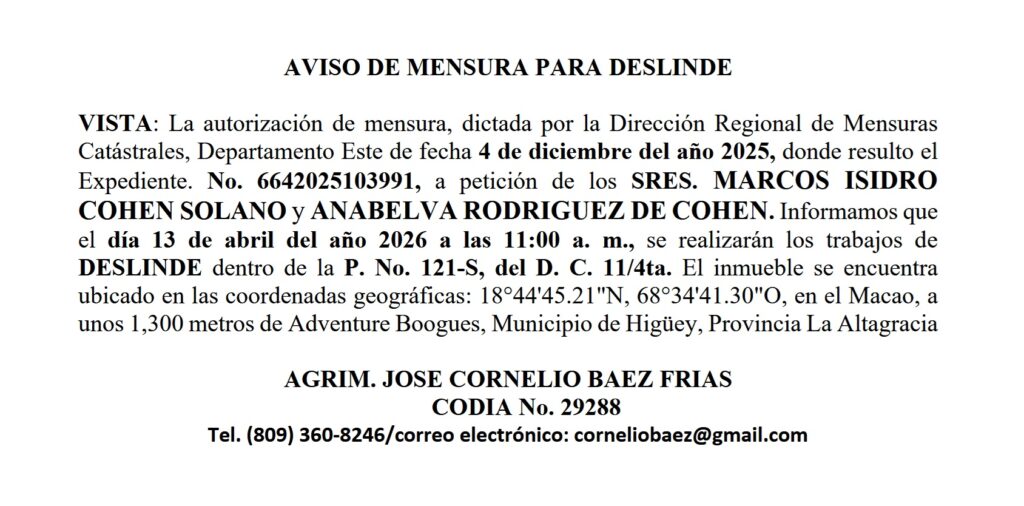 Aviso Cornelio - Marcos