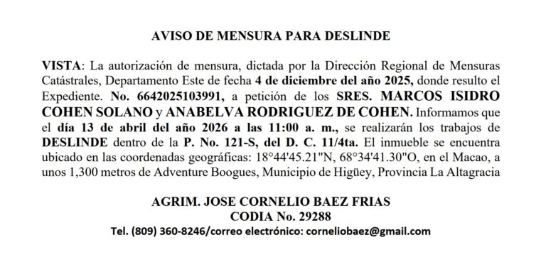 Aviso Cornelio - Marcos