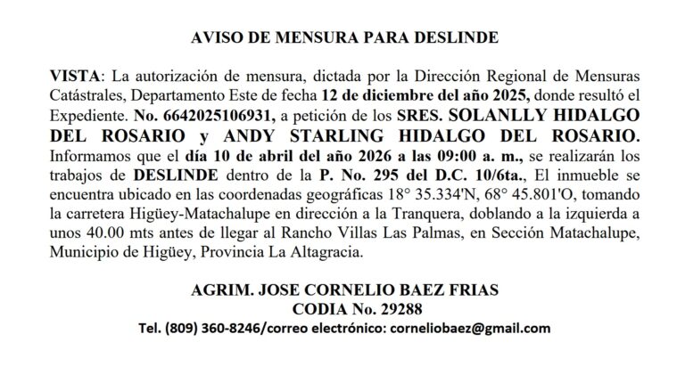 Aviso Cornelio Solanlly