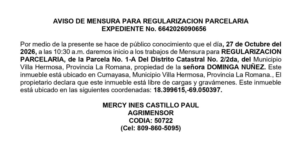 aviso mercy-dominga 13oct